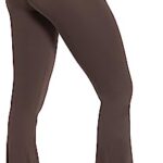 Sunzel Flare Leggings, Crossover Yoga Pants with Tummy Control, High-Waisted and Wide Leg, 32″ Inseam, Seal Brown Medium