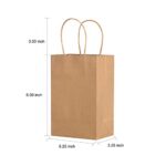Brothersbox Small Brown Paper Bags with Handles 100PCS Kraft Paper Bags with Handles Paper Gift Bags Bulk, 5.25*3.25*8 Inch Kraft Bags with Handles for Birthday Party Grocery Retail Shopping Business