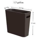 Youngever 1.5 Gallon Slim Trash Can, Plastic Garbage Container Bin, Small Trash Bin with Handles for Home Office, Living Room, Study Room, Kitchen, Bathroom (Brown)