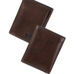 Levi’s Men’s Trifold Wallet-Sleek and Slim Includes Id Window and Credit Card Holder, Brown Stitch, One Size