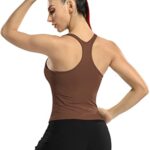ATTRACO Women Tank Top with Built in Bra Ribbed Seamless Cropped Workout Tops Brown M