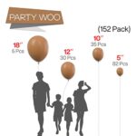 PartyWoo Caramel Balloons, 152 pcs Retro Brown Balloons Different Sizes Pack of 18 Inch 12 Inch 10 Inch 5 Inch for Balloon Garland Arch as Birthday Decorations, Party Decorations, Wedding Decorations