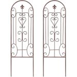 Amagabeli 2 Pack Garden Trellis for Climbing Plants 60″ x 18″ Brown Iron Potted Support Vines Metal Wire Plant Trellis for Climbing Vegetables Flower Patio Roses Cucumbers Clematis Pots Supports GT05