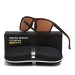 NIEEPA Men’s Driving Sports Polarized Sunglasses Square Wayfarer Plastic Frame Glasses (Brown Lens/Brown Frame)