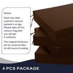 Basic Beyond Outdoor Chair Cushions for Patio Furniture – Square Corner Outdoor Chair Cushions Set of 4, Waterproof Seat Cushions with Ties, 18.5″x16″x3″, Dark Brown