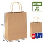 Moretoes 55pcs Paper Gift Bags Brown Paper Bags with Handles, 8x4x10 Inch Medium Sizes Gift Bags Bulk, Paper Bags for Small Business, Shopping Bags, Retail Bags, Party Bags, Favor Bags