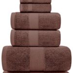 White Classic Luxury Brown Bath Towel Set – Combed Cotton Hotel Quality Absorbent 8 Piece Towels | 2 Bath Towels | 2 Hand Towels | 4 Washcloths [Worth $72.95] 8 Pack | Brown