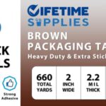 Lifetime Supplies 6 Rolls [Upgraded] 2″ Brown Premium Packing Tape, 110 Yards, 2.2 mil, Heavy Duty Packaging Tape for Shipping, Moving, Sealing – Stronger & Thicker