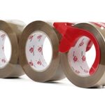 BOMEI PACK 3 Pack Heavy Duty Brown Packing Tape with Dispenser, 2.6 mil, 1.88 inch x 110 Yards, Brown Tape Refills for Industrial Shipping Box Packaging Tape for Moving, Office, & Storage