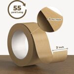 MUNBYN Brown Packing Tape, 2 inch 7 Mil Thick Kraft Heavy Duty Paper Tape, 55 Yard Writable Non-Coated Surface for Marking, Sealing Box, Masking, and Packaging Use, Eco-Friendly, Easy-to-Tear