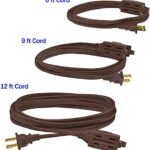 Clear Power 6/9/12 ft (3 Pack) Indoor Extension Cord, Brown, 3 Outlets with Safety Cap, 2 Prong Polarized Plug, Perfect for Homes, Offices, and Kitchens, 3 Variety Pack, DCIC-0216-DC