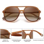 SOJOS Retro Square Polarized Aviator Sunglasses Womens Mens 70s Vintage Double Bridge Sun Glasses SJ2174, Dark Brown/Gradient Brown