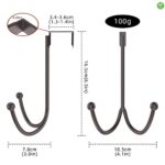 HFHOME 2Packs Over The Door Double Hanger Hooks, Metal Twin Hooks Organizer for Hanging Coats, Hats, Robes, Towels- Brown
