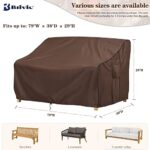 BRIVIC Patio Furniture Covers Waterproof for Sofa, Outdoor loveseat Covers Fits up to 79W x 38D x 29H inches, Brown