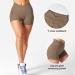 YEOREO Workout Shorts Women Scrunch Butt Lifting 3.5″ Seamless V Waist Amplify Shorts Sport Gym Shorts Brown Medium