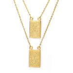 Amazon Collection Men’s Stainless Steel 18K Gold Plated Scapular Religious Necklace, 26″