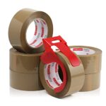 JIALAI HOME Heavy Duty Brown Packing Tape 6 Rolls with Dispenser, 2.4 mil, 1.88 inch x 110 Yards, Ultra Strong, Refill for Industrial Shipping Box Packaging Tape for Moving, Office, & Storage