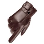 Men’s Winter PU Touch Screen Warm Riding Business Leisure Washed Leather Gloves (Brown)