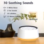 BrownNoise Sound Machine with 30 Soothing Sounds 12 Colors Night Light White Noise Machine for Adults Baby Kids Sleep Machines Memory Function 36 Volume Levels 5 Timers for Home Office Travel (White)