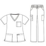 Dagacci Scrubs Medical Uniform Unisex Scrubs Set Medical Scrubs Top and Pants (Large, Brown)