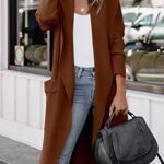 ANRABESS Women’s Open Front Long Sleeve Draped Sweater Jacket Casual Knit Cardigan Coat 580kafeise-M Orange Brown