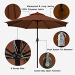 Sunnyglade 9′ Patio Umbrella Outdoor Table Umbrella with 8 Sturdy Ribs?Brown?