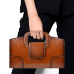 ZLMBAGUS Women Vintage Flap Tote Top Handle Satchel Handbags PU Leather Clutch Purse Casual Messenger Chain Shoulder Crossbody Bag Brown