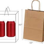 RACETOP Small Brown Kraft Paper Bags with Handles Bulk, 5.9″x3.2″x8.3″ 50Pcs Small Brown Gift Bags, Mini Paper Bags, Gift Bags Bulk, Goodie Bag, Retail Bags, Gift Wrap Bags, Shopping Bags