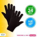 ABC Brown Jersey Gloves 10″ Size, Pack of 24 Cotton Work Gloves with Elastic Knit Wrist, Polyester Breathable Gloves for Men and Women, Industrial Gloves for Construction Works, Gardening Gloves