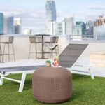 BIRDROCK HOME Outdoor Pouf Ottoman – Brown – Woven Indoor or Backyard Patio Use – Floor Footstool for Living Room- Knit Bean Bag – Oversized Padded Chair – Moroccan Foot Rest
