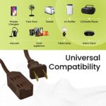 GoGreen Power (GG-24815) 16/2 15’ Household Extension Cord, 3 Outlets, Brown, 15 Ft