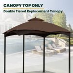 OLILAWN Outdoor Gazebo Replacement Canopy Top, 10′ x 12′ Double-Tier Gazebo Roof Cover with Air Vent, Heavy Duty Canopy Roof Gazebo Top for Lowe’s Allen Roth Gazebo 10×12#GF-12S004B-1, Brown