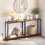 MAHANCRIS Console Table with Power Outlets, 2-Tier Entrance Table, Behind Sofa Table, Industrial Style, Outlets and USB Ports, for Living Room, Entryway, Foyer, Corridor, Rustic Brown CTHR276E01