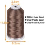 New brothread – Single Huge Spool 5000M Each Polyester Embroidery Machine Thread 40WT for Commercial and Domestic Machines – Light Brown