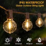 Mlambert 50Ft Outdoor String Lights G40 Globe Patio Lights, with 25+2 Plastic 1W 2700K Bulbs, Waterproof Shatterproof Connectable Hanging LED String Light for Backyard, Garden, Gazebo, Cafe-Brown Wire