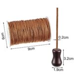 1.8 mm Braided Lift Shade Cord 55 Yards/Roll with 4 Pieces Wood Pendant for Aluminum Blind Shade, Gardening Plant and Crafts (Brown)