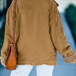 Dokotoo Stylish Women’s Ladies Thick Sherpa Lined Warm Corduroy Jackets Classic Button Down Long Sleeve Comfy Teddy Bear Oversized Coat for Fall Winter with Side Pockets Brown M