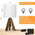 Bedside Table Lamps Set of 2 Tripod Table Lamp with White Fabric Shade Modern Small Table Lamp for Bedroom, Kids Room, Reading Desk, Living Room Brown