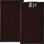 Sierra Concepts Front Door Mat Welcome Mats 2-Pack – Indoor Outdoor Entryway Mats for Shoe Scraper, Ideal for Inside Outside Home High Traffic Area, Brown 30 Inch x 17 Inch