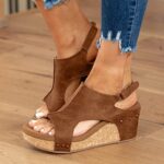 Womenyiaor Wedge Sandals for Women, Espadrilles Wedges for Women Buckle Ankle Strap Open Toe Sandals Platform Sandals for Women Dressy Summer Ladies Sandals Casual Wedge Heels Sandals (A-Brown, 9)