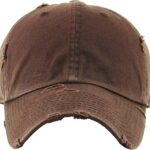 KBETHOS Vintage Washed Distressed Cotton Dad Hat Baseball Cap Adjustable Polo Trucker Unisex Style Headwear (Vintage) Brown Adjustable