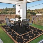 GENIMO 5’x8′ Outdoor Rug for Patio, Reversible Plastic Waterproof RV Rugs, Clearance Large Mat, Porch, Camping, Picnic, Deck, Camper, Balcony, Black & Brown