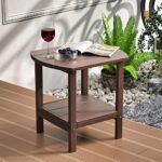Patio Adirondack Side Table, Outdoor End Tables All-Weather Resistant HDPE Humidity-Proof Long Time Use for Deck, Lawn,Garden, Porch, Backyard End Table?Brown Color?(2 Tier)
