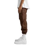 THWEI Mens Cargo Pants Casual Joggers Athletic Pants Cotton Loose Straight Sweatpants Brown M