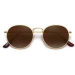 SOJOS Small Round Polarized Sunglasses for Women Men Classic Vintage Retro Shades UV400 SJ1014, Gradient Brown