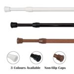 KXLife 2 Pack Spring Tension Curtain Rod for Window 28 to 48 Inch, Adjustable Expandable Small Curtain Tension Rods No Drill for Kitchen, Bathroom, Doorway, Cupboard(Oak)