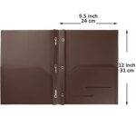 Youngever 6 Pack Heavy Duty Plastic Two Pocket Folders with 3 Prongs, Metal Prongs Fastener, Heavy Duty Plastic 2 Pocket Folder (Brown)