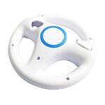 Jadebones 2 Pack Racing Steering Wheel with Wrist Strap for Wii and Wii U Remote Controller (Black+White)
