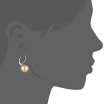 Sterling Silver Champagne Simulated Shell Pearl Lever Back Earrings