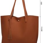 Dreubea Women’s Soft Faux Leather Tote Shoulder Bag from, Big Capacity Tassel Handbag Brown